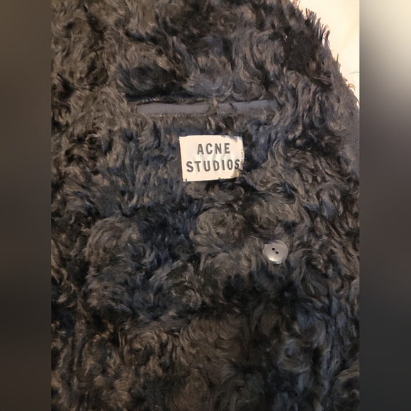ACNE STUDIOS Men’s Navy Shearling Lined Double Breasted Coat Size 50 - Picture 12 of 13